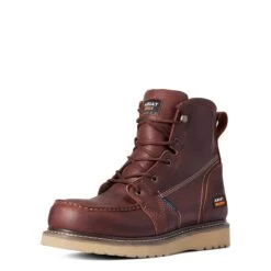 Ariat Men's Rebar Wedge MOC Toe 6" H2O Rusted Copper Boot 10035916 -Ariat Shop F21 MNS WORK 10035916 3 4 front