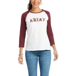 Ariat Ladies REAL Southwest White Baseball Tee 10037527