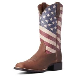 Ariat Ladies Round Up Patriot Stars & Stripes Western Boots 10038397 -Ariat Shop F21 WMS WEST 10038397 3 4 front
