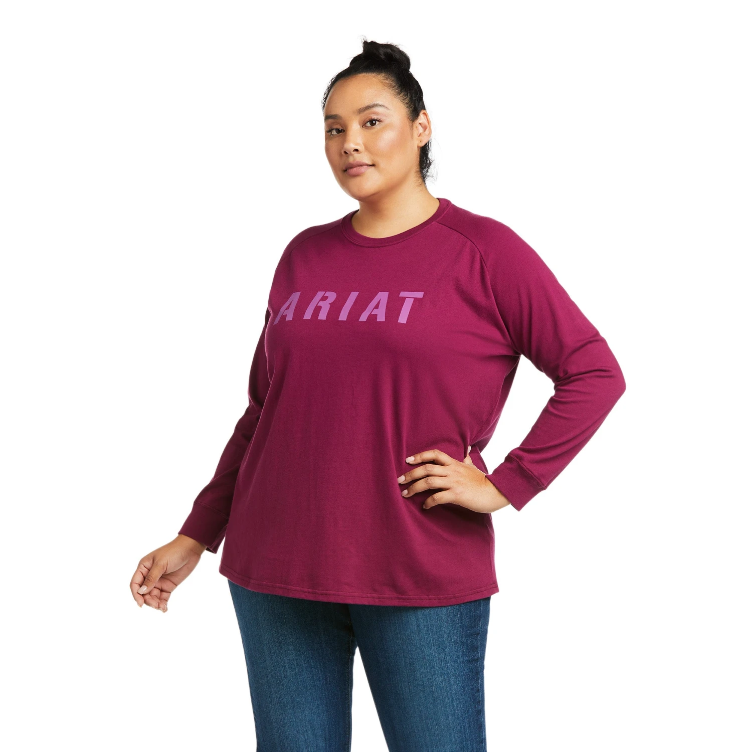 Ariat® Women's Rebar CottonStrong™ Purple Long Sleeve T-Shirt 10037435 3 Ariat® Women's Rebar CottonStrong™ Purple Long Sleeve T-Shirt 10037435 - Image 3