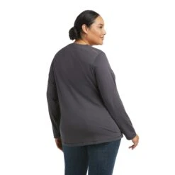 Ariat® Women's Workman Logo Grey Long Sleeve T-Shirt 10037657 -Ariat Shop F21 WMS WORK 10037657 back plus 47818b21 96cf 490a 9edd 6b94bc132c3a