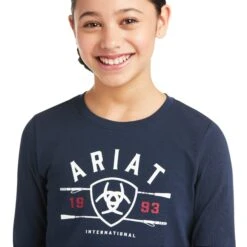 Ariat Youth Logo Long Sleeve Navy T-Shirt 10036980 -Ariat Shop F21 YTH ENGL 10036980 detail01