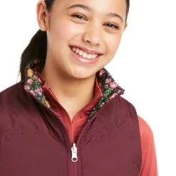 Ariat Girls Emma Reversible Navy Floral Horse Insulated Vest 10037631 -Ariat Shop F21 YTH ENGL 10037631 detail01