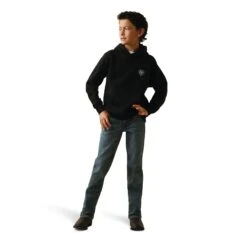 Ariat® Boy's Americana Block Black Hoodie 10041154 -Ariat Shop F22 BYS WEST 10041154 full
