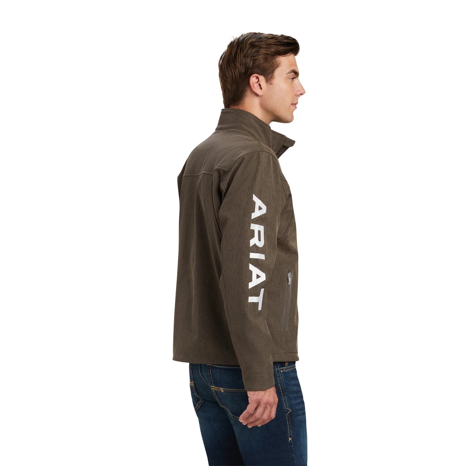Ariat® Men's New Team Banyan Bark Heather Softshell Jacket 10041276 2 Ariat® Men's New Team Banyan Bark Heather Softshell Jacket 10041276 - Image 2