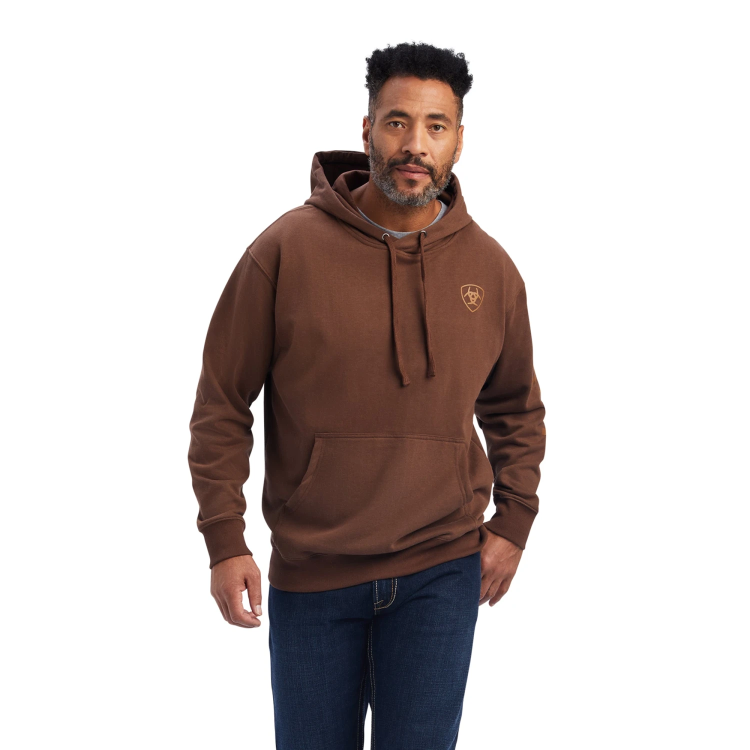 Ariat® Men's Logo Print Chestnut Brown Pullover Hoodie 10041804 1 Ariat® Men's Logo Print Chestnut Brown Pullover Hoodie 10041804