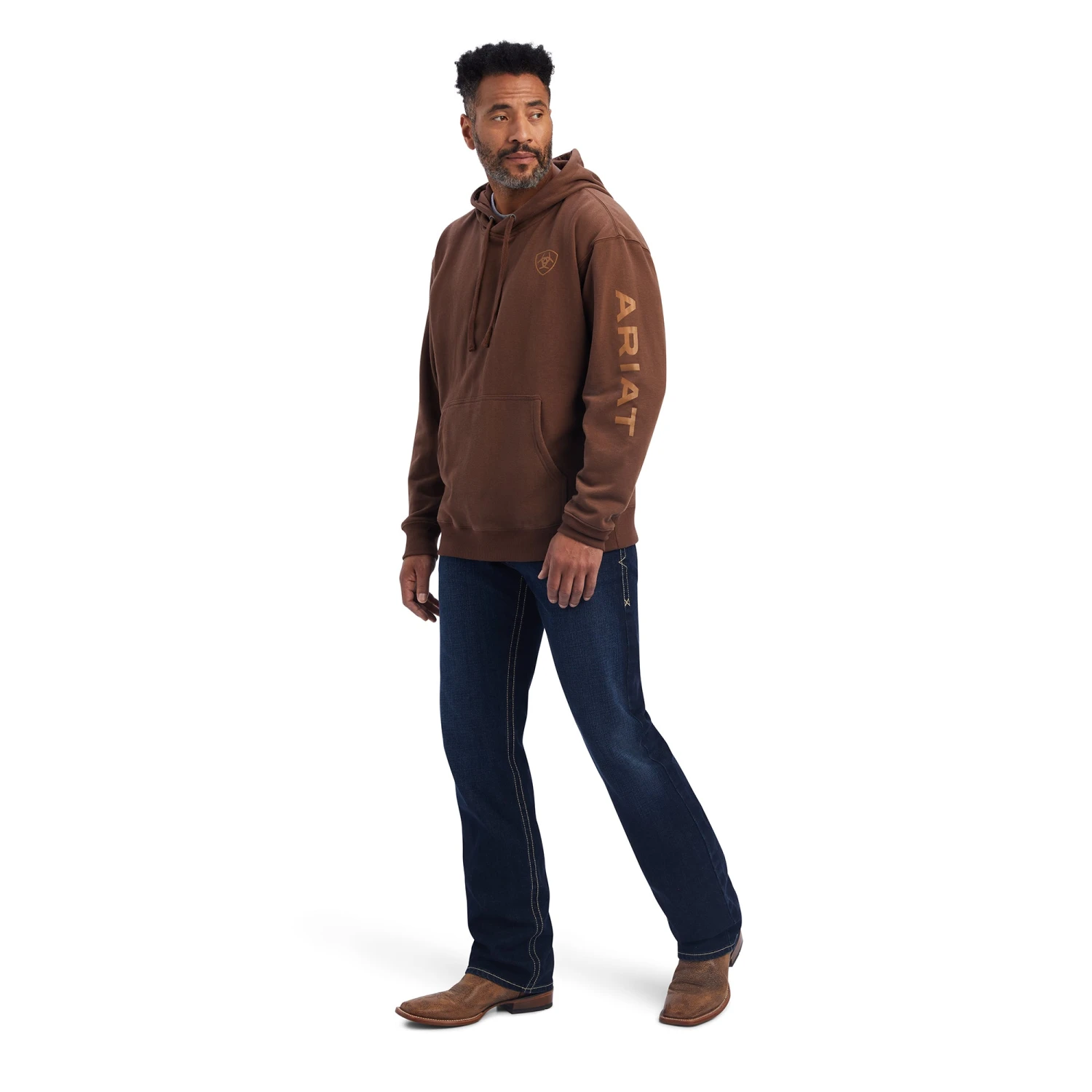 Ariat® Men's Logo Print Chestnut Brown Pullover Hoodie 10041804 4 Ariat® Men's Logo Print Chestnut Brown Pullover Hoodie 10041804 - Image 4