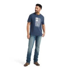 Ariat® Men's Faded American Flag Navy T-Shirt 10042656 -Ariat Shop F22 MNS WEST 10042656 full