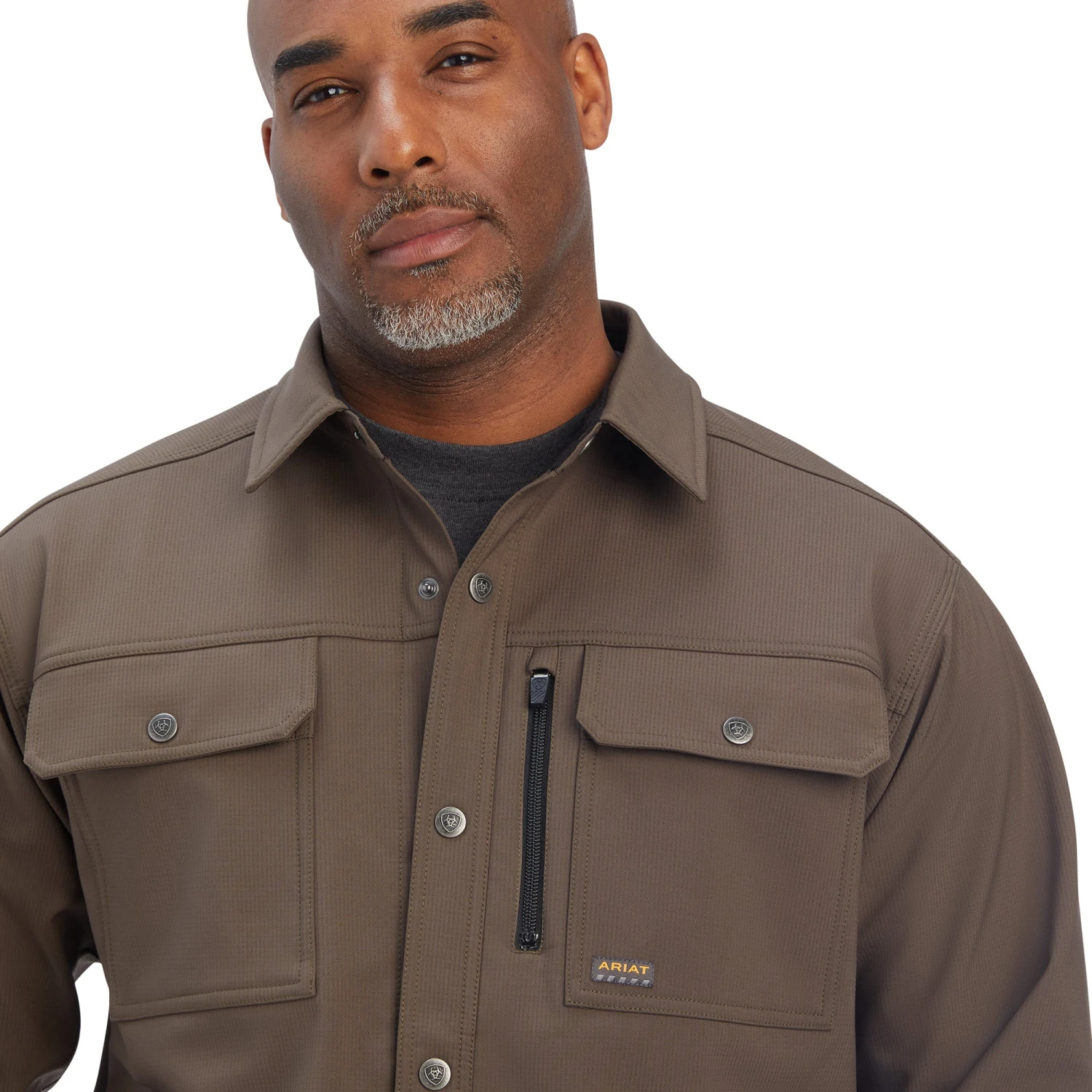 Ariat® Men's Rebar DuraStretch Utility Wren Brown Shirt Jacket 10041696 3 Ariat® Men's Rebar DuraStretch Utility Wren Brown Shirt Jacket 10041696 - Image 3