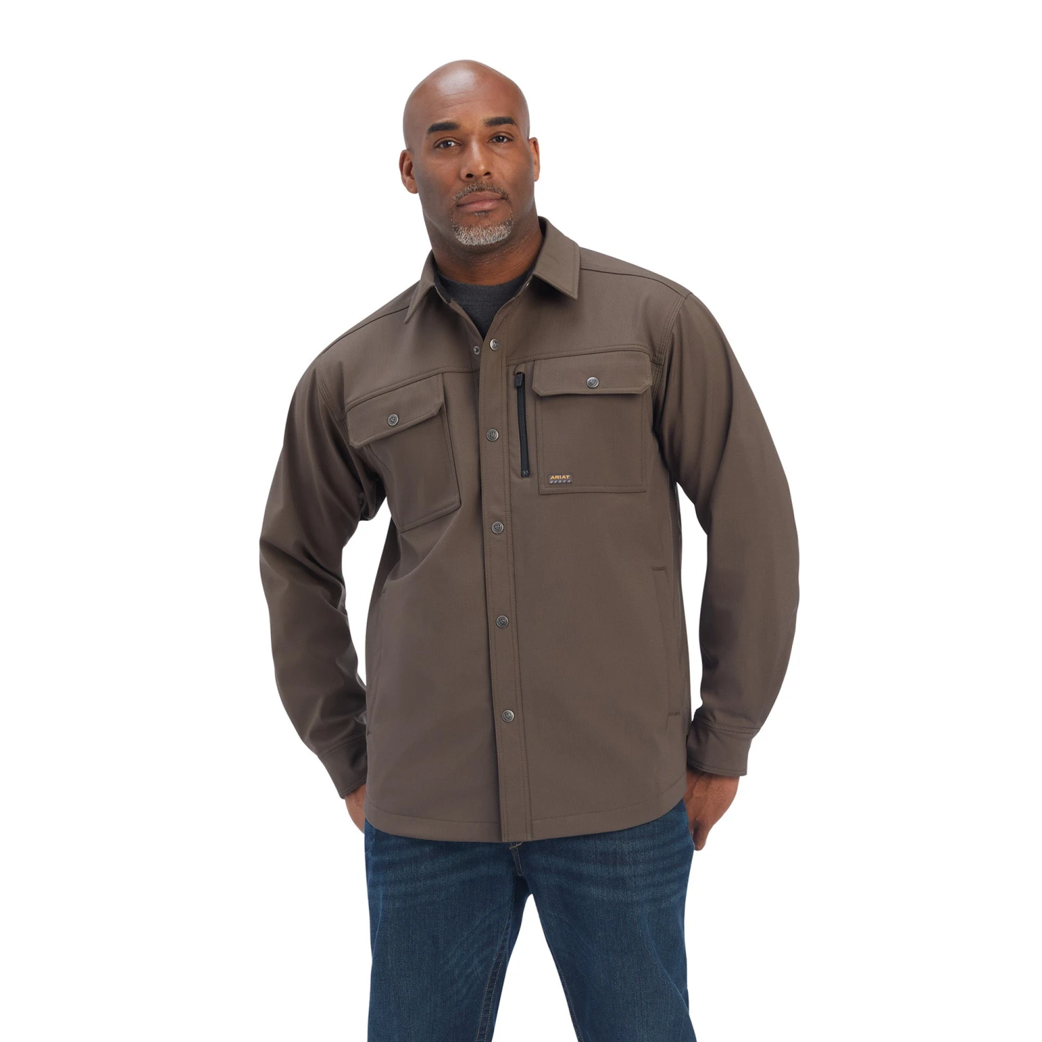 Ariat® Men's Rebar DuraStretch Utility Wren Brown Shirt Jacket 10041696 1 Ariat® Men's Rebar DuraStretch Utility Wren Brown Shirt Jacket 10041696