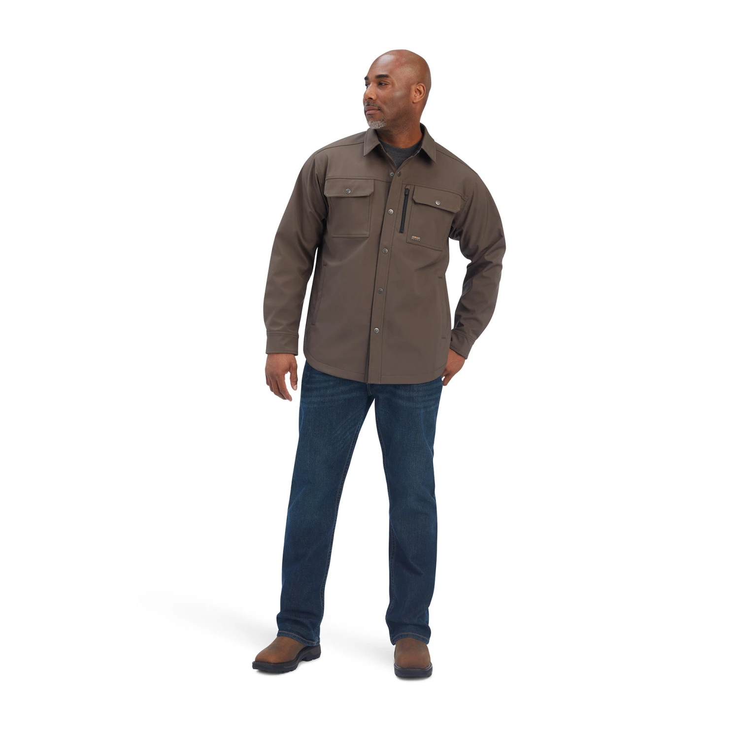 Ariat® Men's Rebar DuraStretch Utility Wren Brown Shirt Jacket 10041696 4 Ariat® Men's Rebar DuraStretch Utility Wren Brown Shirt Jacket 10041696 - Image 4