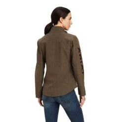 Ariat Ladies New Team Softshell Banyan Bark Heather Brown Jacket 10041282 -Ariat Shop F22 WMS ENGL 10041282 back 1