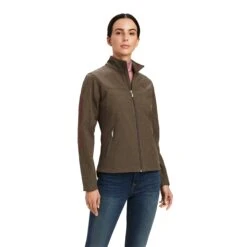Ariat Ladies New Team Softshell Banyan Bark Heather Brown Jacket 10041282