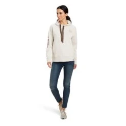 Ariat® Ladies Rabere Oatmeal Heather Logo Pullover Hoodie 10041328 -Ariat Shop F22 WMS ENGL 10041328 full