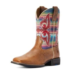 Ariat® Youth Girl's Lonestar Tan & Old Muted Serape Boots 10042595 -Ariat Shop F22 YTH WEST 10042595 3 4 front
