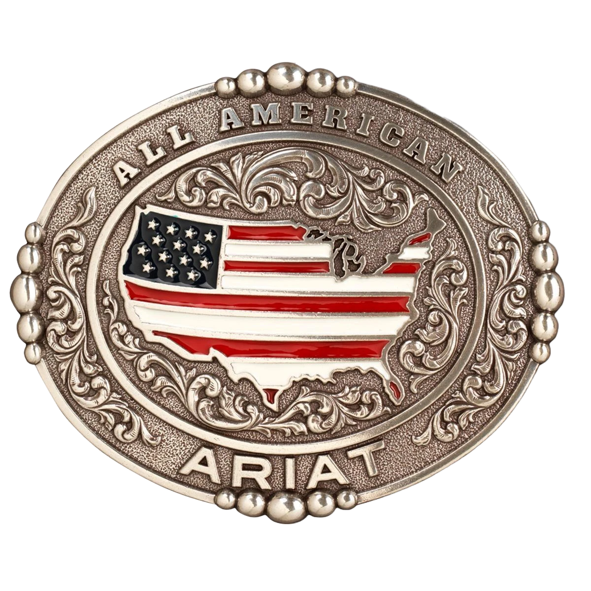 Ariat Men's Oval All American Silver Belt Buckle A37052 1 Ariat Men's Oval All American Silver Belt Buckle A37052