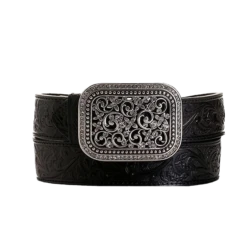 Ariat® Ladies Rhinestone Filigree Tooled Black Leather Belt A10006901