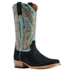 Ariat® Men's Futurity Showman Black Roughout & Roaring Turquoise Western Boots 10044498