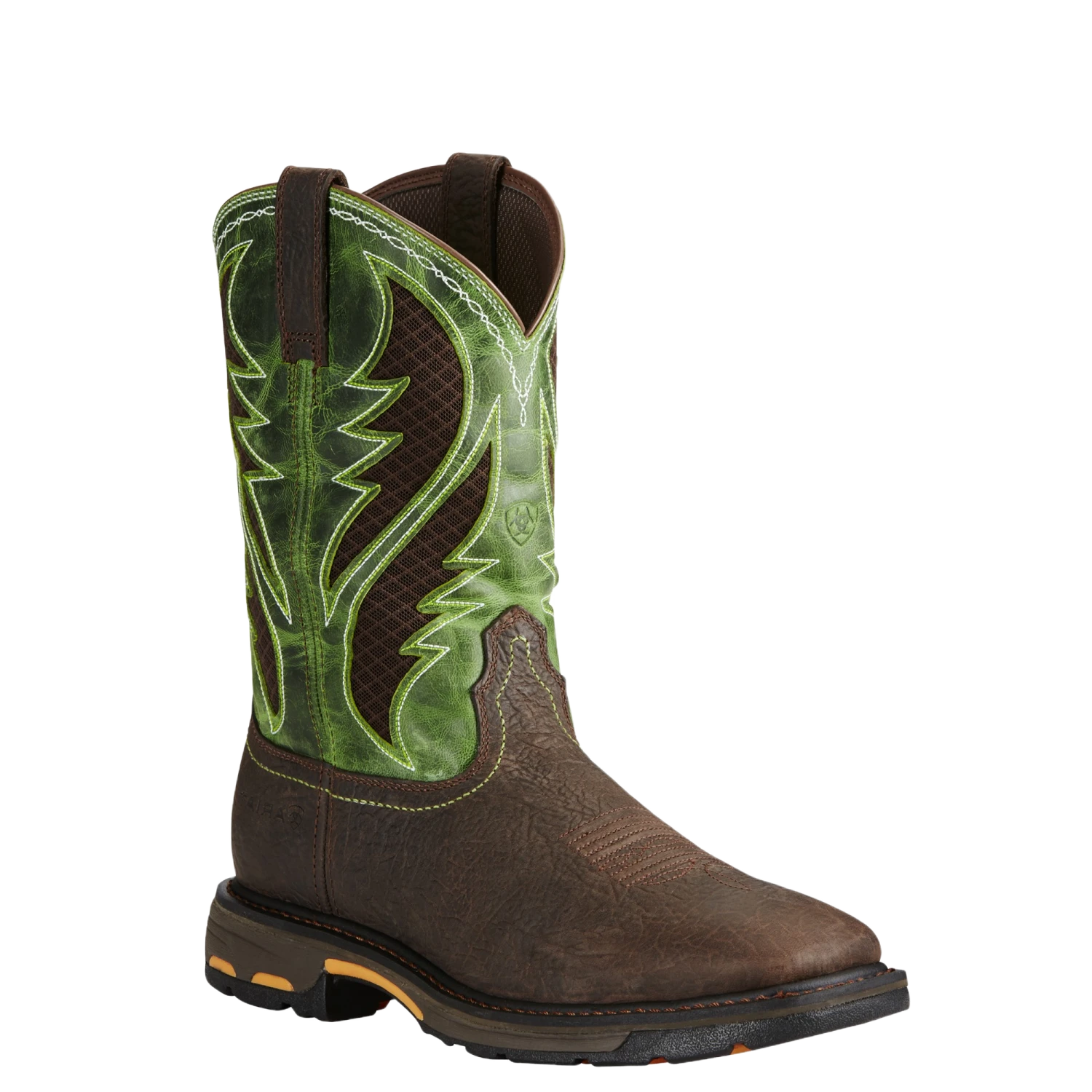 Ariat® Men's WorkHog Wide Square Toe Brown & Green Work Boots 10020083 1 Ariat® Men's WorkHog Wide Square Toe Brown & Green Work Boots 10020083