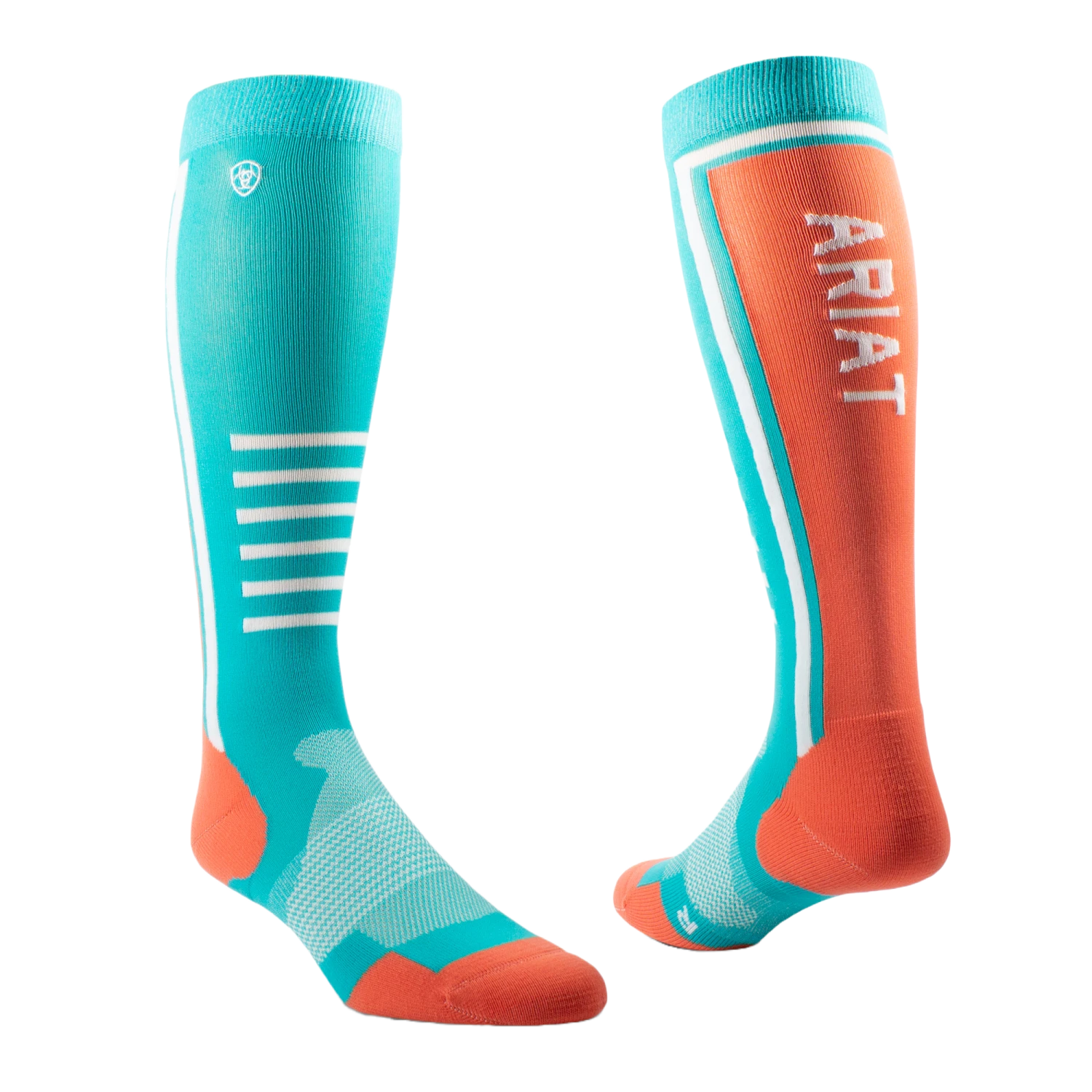 Ariat® Slimline Performance Burnt Sienna/Viridian Green Socks 10043932 1 Ariat® Slimline Performance Burnt Sienna/Viridian Green Socks 10043932