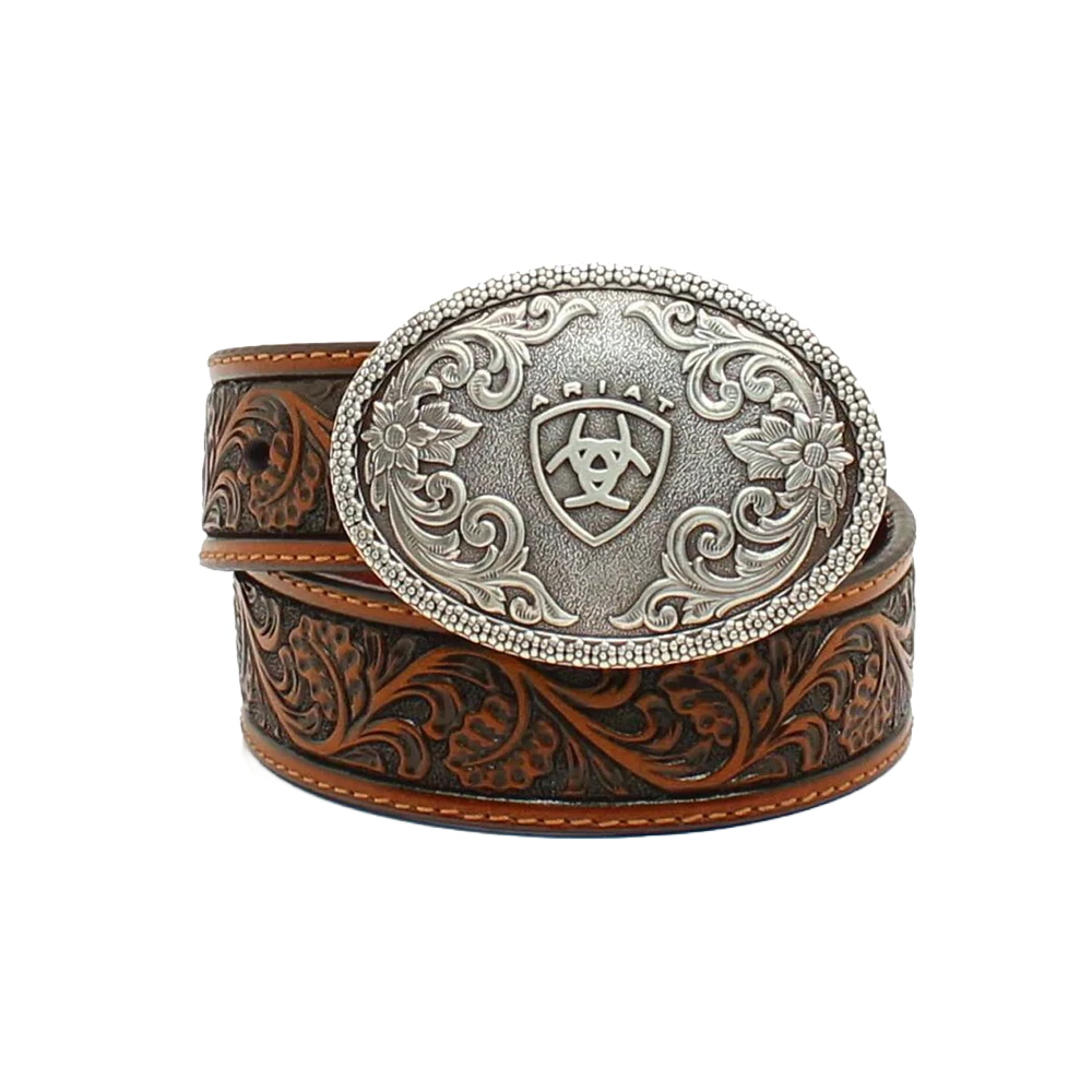 Ariat Boys Handsome Floral Embossed Tan Western Belt A1300208 1 Ariat Boys Handsome Floral Embossed Tan Western Belt A1300208