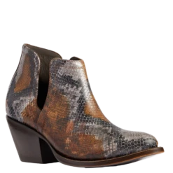 Ariat® Ladies Dixon R Toe Snake Print Brown Western Booties 10038548