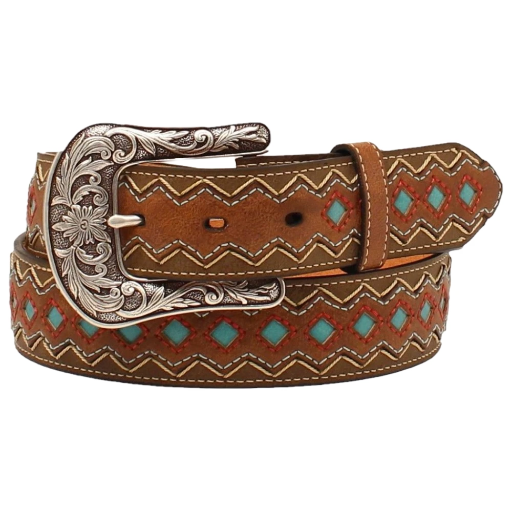 Ariat Ladies Zig-Zag Turquoise Diamond Belt A1518202 1 Ariat Ladies Zig-Zag Turquoise Diamond Belt A1518202