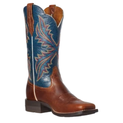 Ariat Ladies West Bound Russet Rebel & Navy Square Toe Boots 10035986