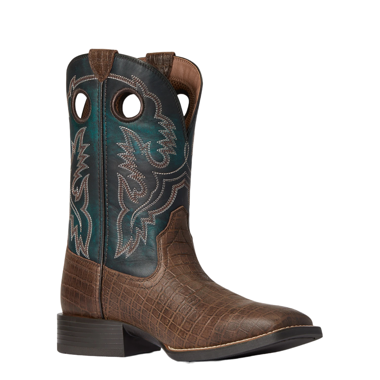 Ariat Men's Sport Buckout Deep Blue Croc Print Boots 10038501 1 Ariat Men's Sport Buckout Deep Blue Croc Print Boots 10038501