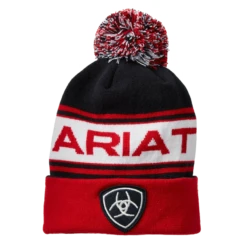 Ariat® Unisex Team Logo Navy & Red PomPom Beanie 10021125