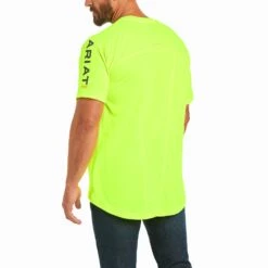 Ariat® Men's Rebar Heat Fighter SS Neon Lime T-Shirt 10031037 -Ariat Shop S21 MNS WORK 10031037 back