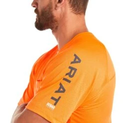 Ariat® Men's Rebar Heat Fighter SS Neon Orange T-Shirt 10031040 -Ariat Shop S21 MNS WORK 10031040 detail01