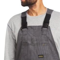Ariat® Mens Rebar DuraCanvas Unlined Grey Bibs 10034653 -Ariat Shop S21 MNS WORK 10034653 detail02
