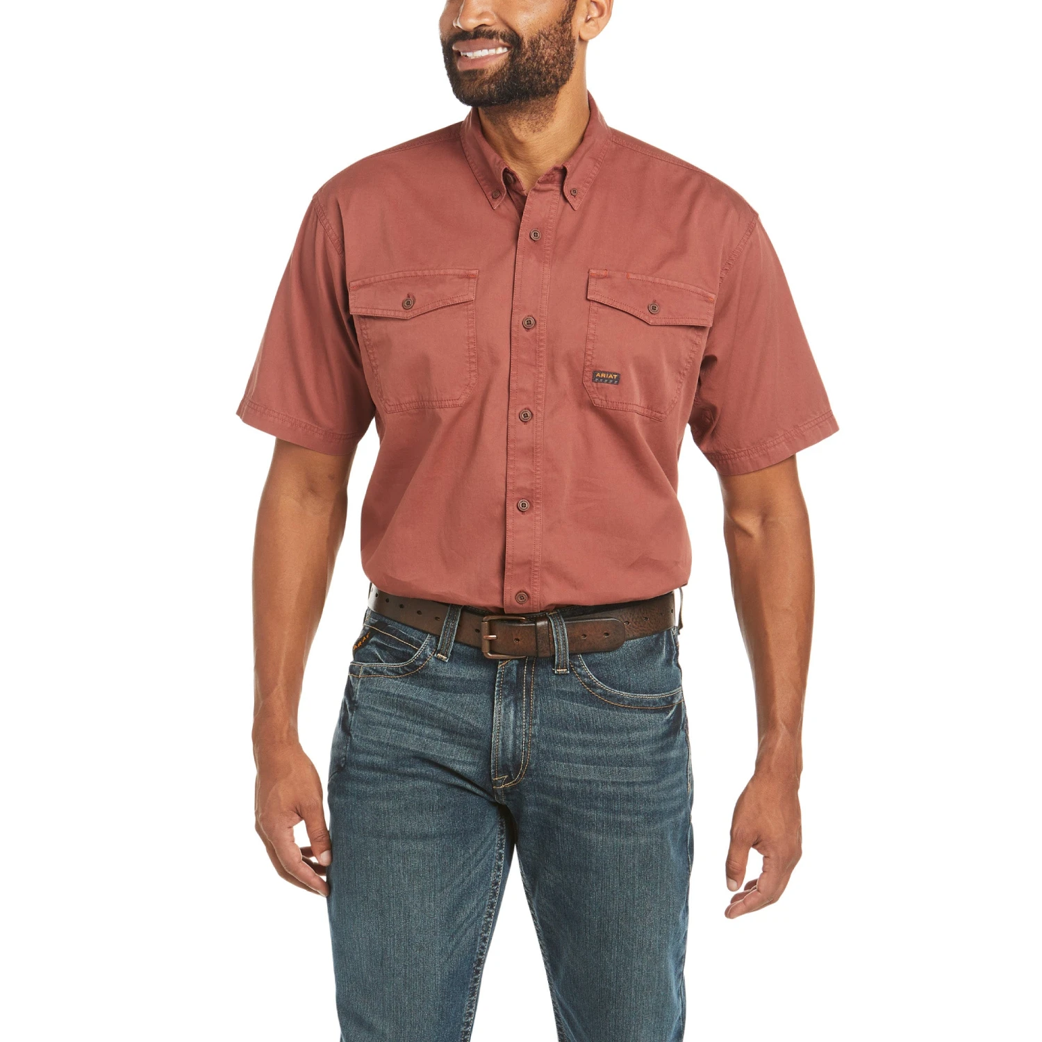 Ariat® Men's Rebar Washed Twill Work Henna Shirt 10035414 1 Ariat® Men's Rebar Washed Twill Work Henna Shirt 10035414