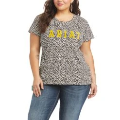 Ariat Ladies Real Wild Logo Leopard T-Shirt 10036195 -Ariat Shop S21 WMS WEST 10036195 front plus