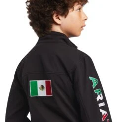Ariat® Children's New Team Softshell Mexico Black Jacket 10036550 12 Ariat® Children's New Team Softshell Mexico Black Jacket 10036550 -Ariat Shop S21 YTH ENGL 10036550 detail03