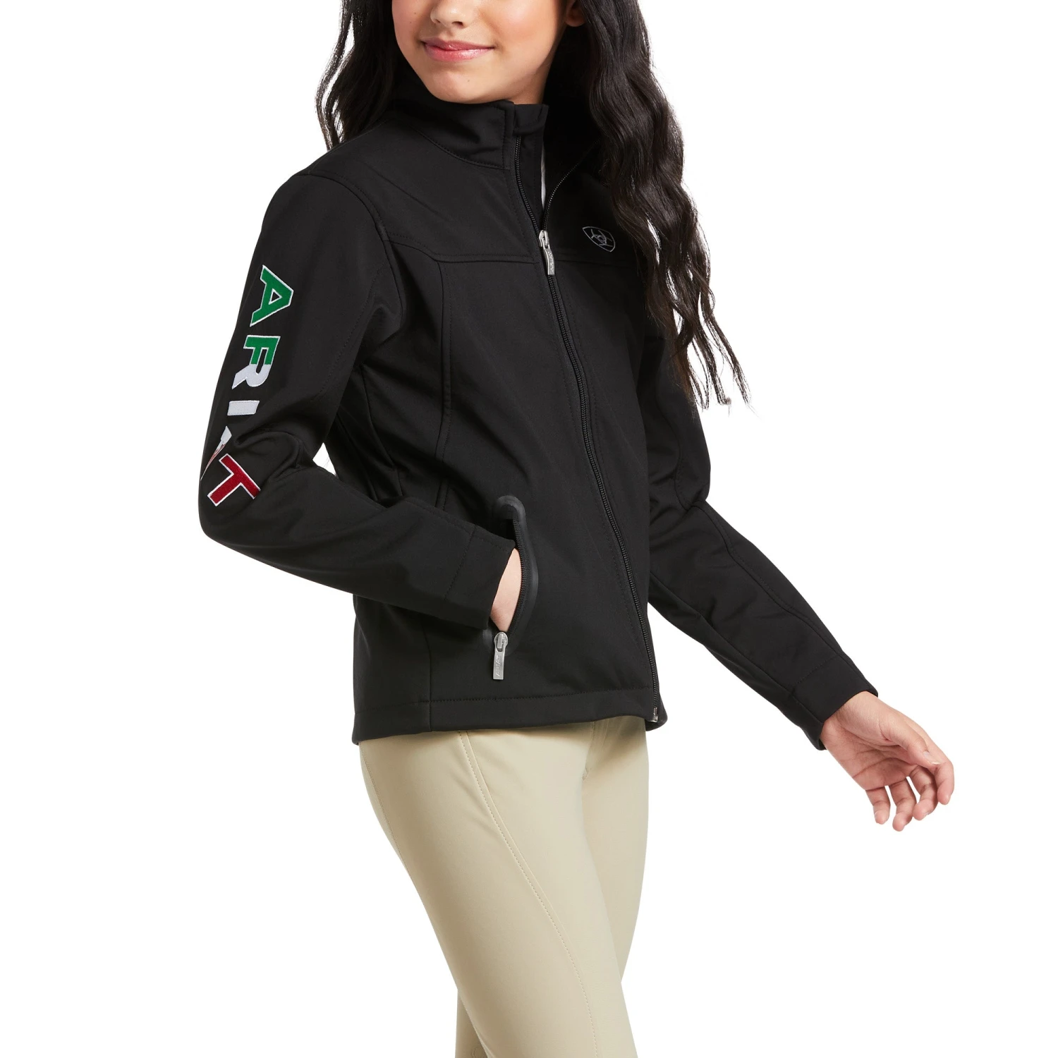 Ariat® Children's New Team Softshell Mexico Black Jacket 10036550 6 Ariat® Children's New Team Softshell Mexico Black Jacket 10036550 - Image 6