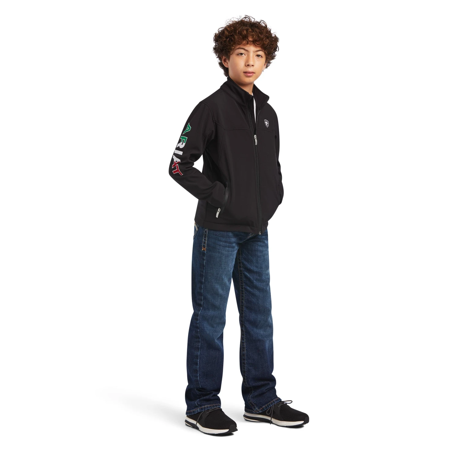 Ariat® Children's New Team Softshell Mexico Black Jacket 10036550 3 Ariat® Children's New Team Softshell Mexico Black Jacket 10036550 - Image 3
