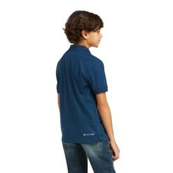 Ariat Boy's TEK Polo Skyfall Blue Shirt 10039394 -Ariat Shop S22 BYS WEST 10039394 back