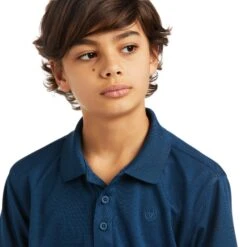 Ariat Boy's TEK Polo Skyfall Blue Shirt 10039394 -Ariat Shop S22 BYS WEST 10039394 detail01