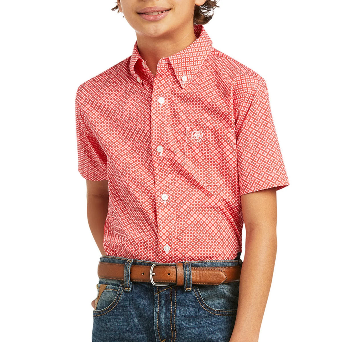Ariat Boy's Short Sleeves Poppies Button Down Shirt 10039513 1 Ariat Boy's Short Sleeves Poppies Button Down Shirt 10039513