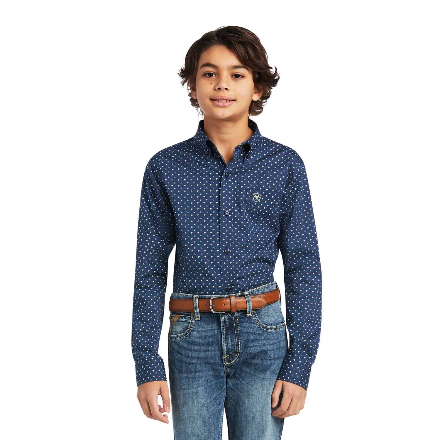 Ariat® Boy's Dante Stretch Classic Long Sleeve Pacific Shirt 10039520 1 Ariat® Boy's Dante Stretch Classic Long Sleeve Pacific Shirt 10039520