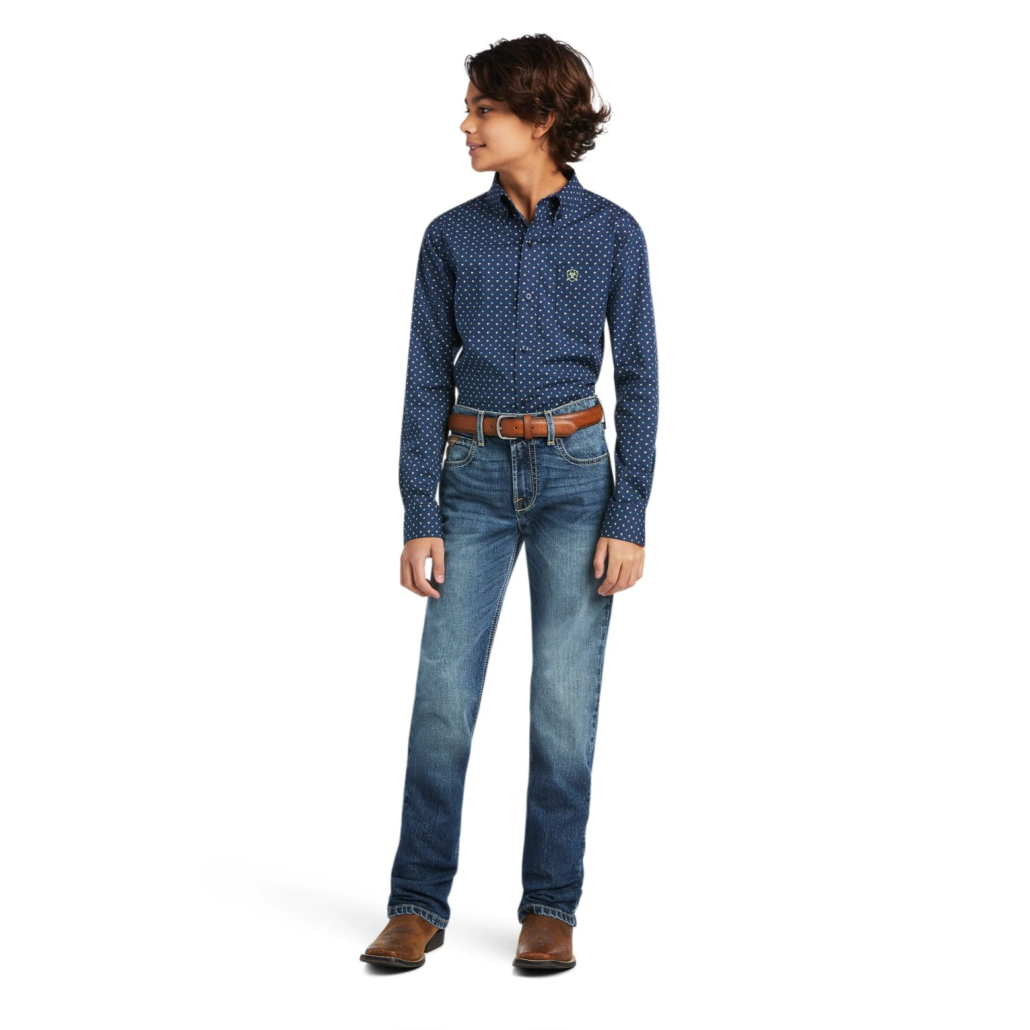 Ariat® Boy's Dante Stretch Classic Long Sleeve Pacific Shirt 10039520 3 Ariat® Boy's Dante Stretch Classic Long Sleeve Pacific Shirt 10039520 - Image 3