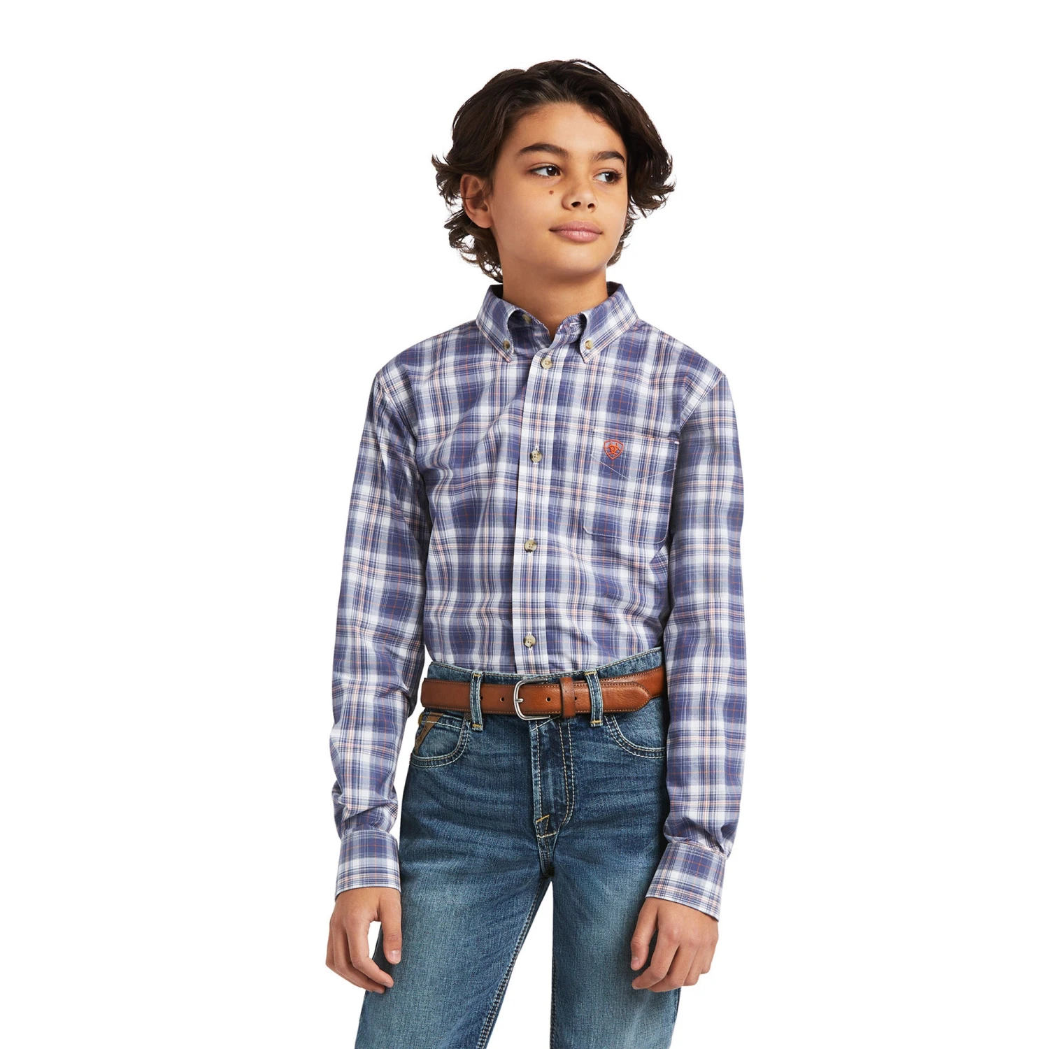 Ariat® Children's Pro Diego Classic Long Sleeve Blue Shirt 10039569 1 Ariat® Children's Pro Diego Classic Long Sleeve Blue Shirt 10039569