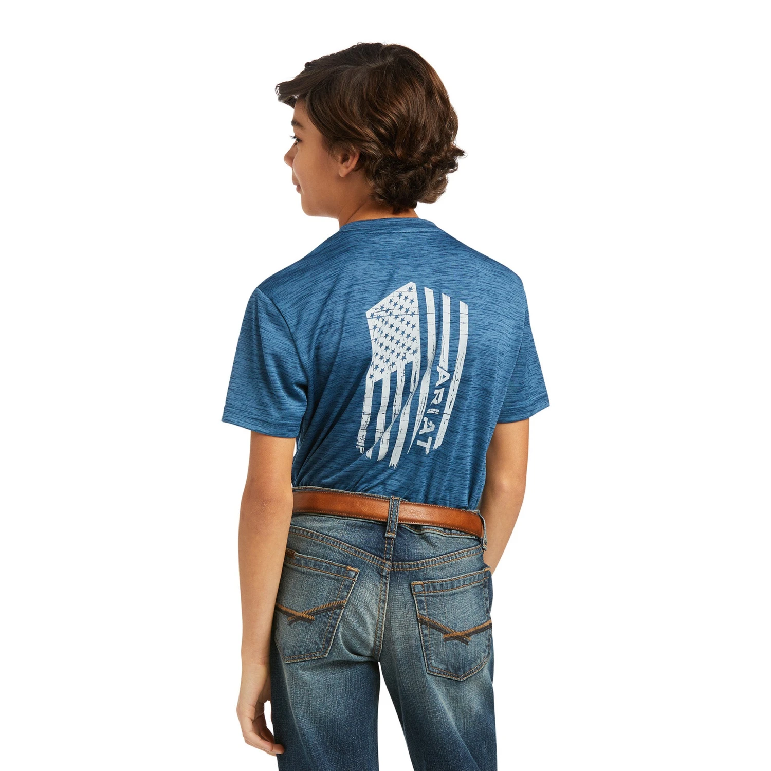 Ariat Boy's Short Sleeve Charger Vertical Flag Skyfall T-shirt 10039582 1 Ariat Boy's Short Sleeve Charger Vertical Flag Skyfall T-shirt 10039582