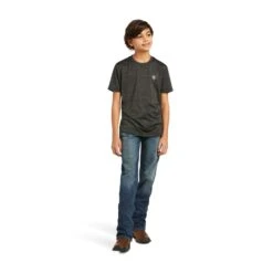 Ariat Boy's Short Sleeve Charcoal Charger Vertical Flag T-Shirt 10039584 5 Ariat Boy's Short Sleeve Charcoal Charger Vertical Flag T-Shirt 10039584 -Ariat Shop S22 BYS WEST 10039584 full