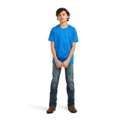 Ariat Boy's Charger Shield Short Sleeve Blue T-Shirt 10039587 5 Ariat Boy's Charger Shield Short Sleeve Blue T-Shirt 10039587 -Ariat Shop S22 BYS WEST 10039587 full