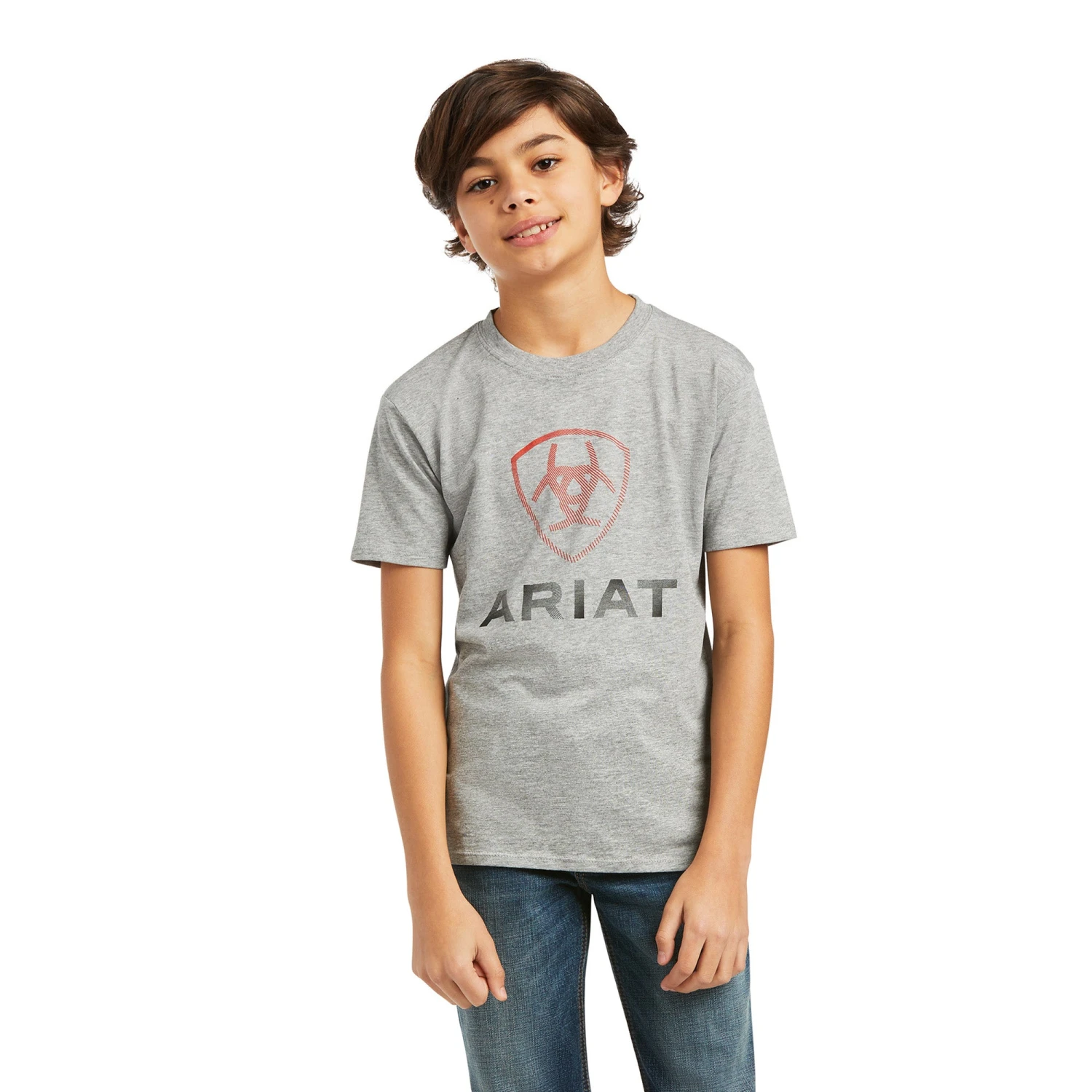 Ariat® Youth Boy's Short Sleeve Blends Heather Grey T-Shirt 10039936 1 Ariat® Youth Boy's Short Sleeve Blends Heather Grey T-Shirt 10039936