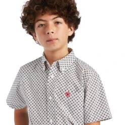 Ariat® Youth Boy's Fionn Classic White Button Down Shirt 10040741 5 Ariat® Youth Boy's Fionn Classic White Button Down Shirt 10040741 -Ariat Shop S22 BYS WEST 10040741 detail01