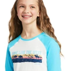 Ariat® Girl's REAL Long Live Cloud Dancer/Bachelor Button T-Shirt 10039500 -Ariat Shop S22 GLS WEST 10039500 detail01 Copy e925ad3e 610c 437a a761 6e9e6f204fa8